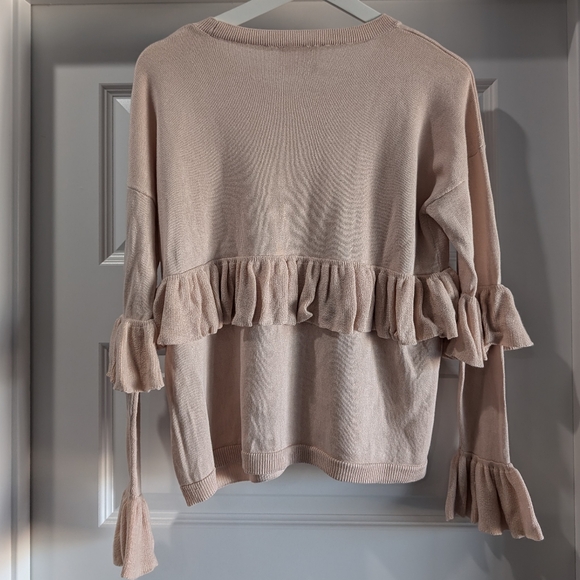 HP🎉 Cinq a Sept Phillipa Ruffle Sweater Silk Cashmere Oversized Ruffle Pink XS - Picture 3 of 12